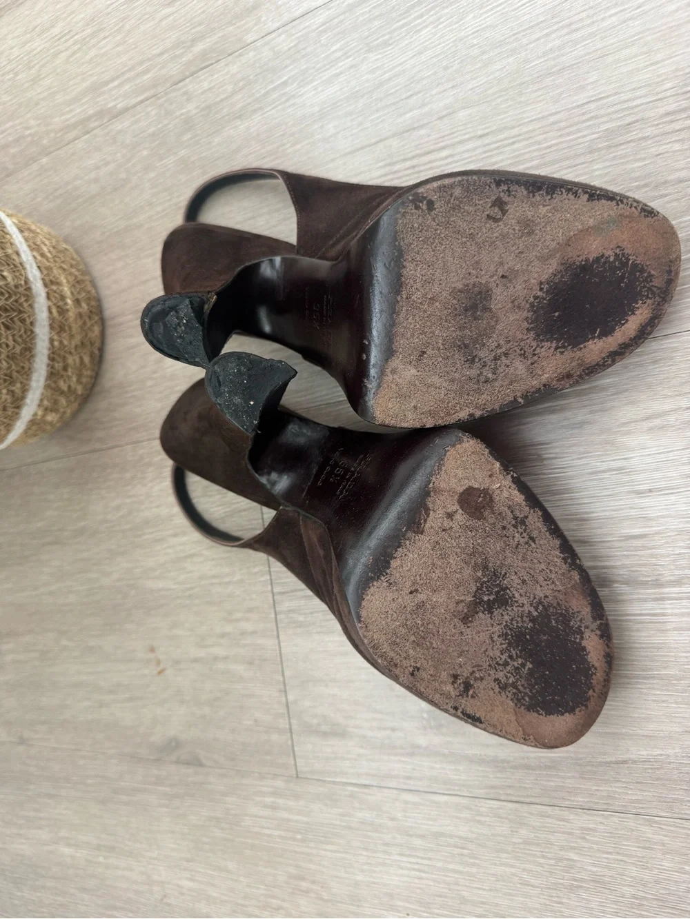 Prada Dark Brown Suede Slingback Heels